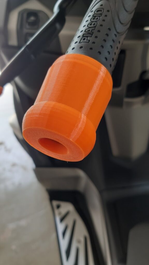 handle bar caps printed with orange tpu, mounted