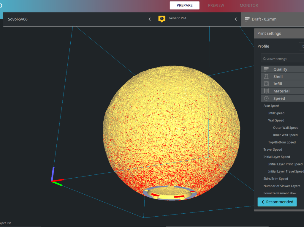 3d model of a moon in sovol cura slicer