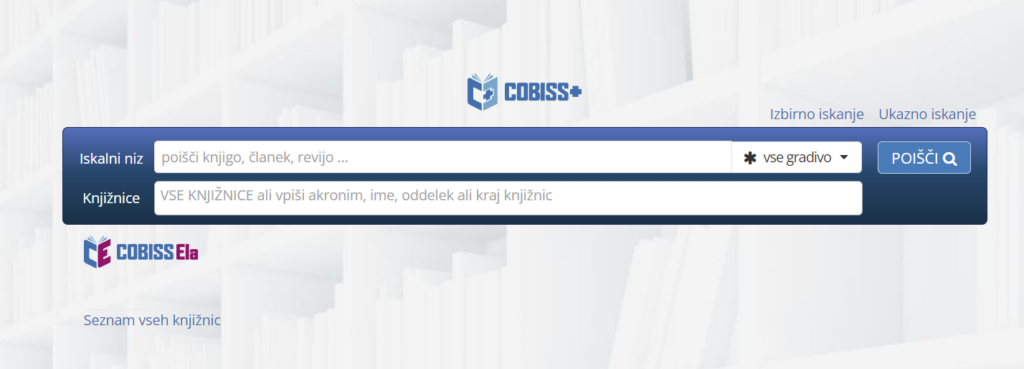 posnetek ekrana - Cobiss+