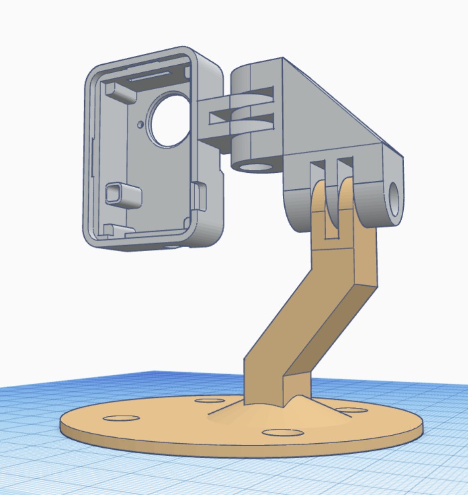 3d model of a esp32 cam stand in TinkerCad