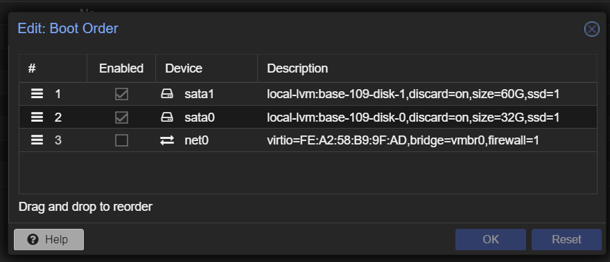 proxmox settings for boot order