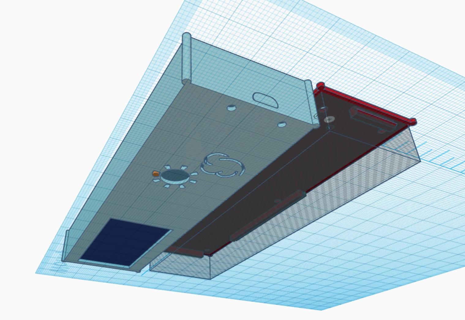 3d case in tinkercad, bottom-up