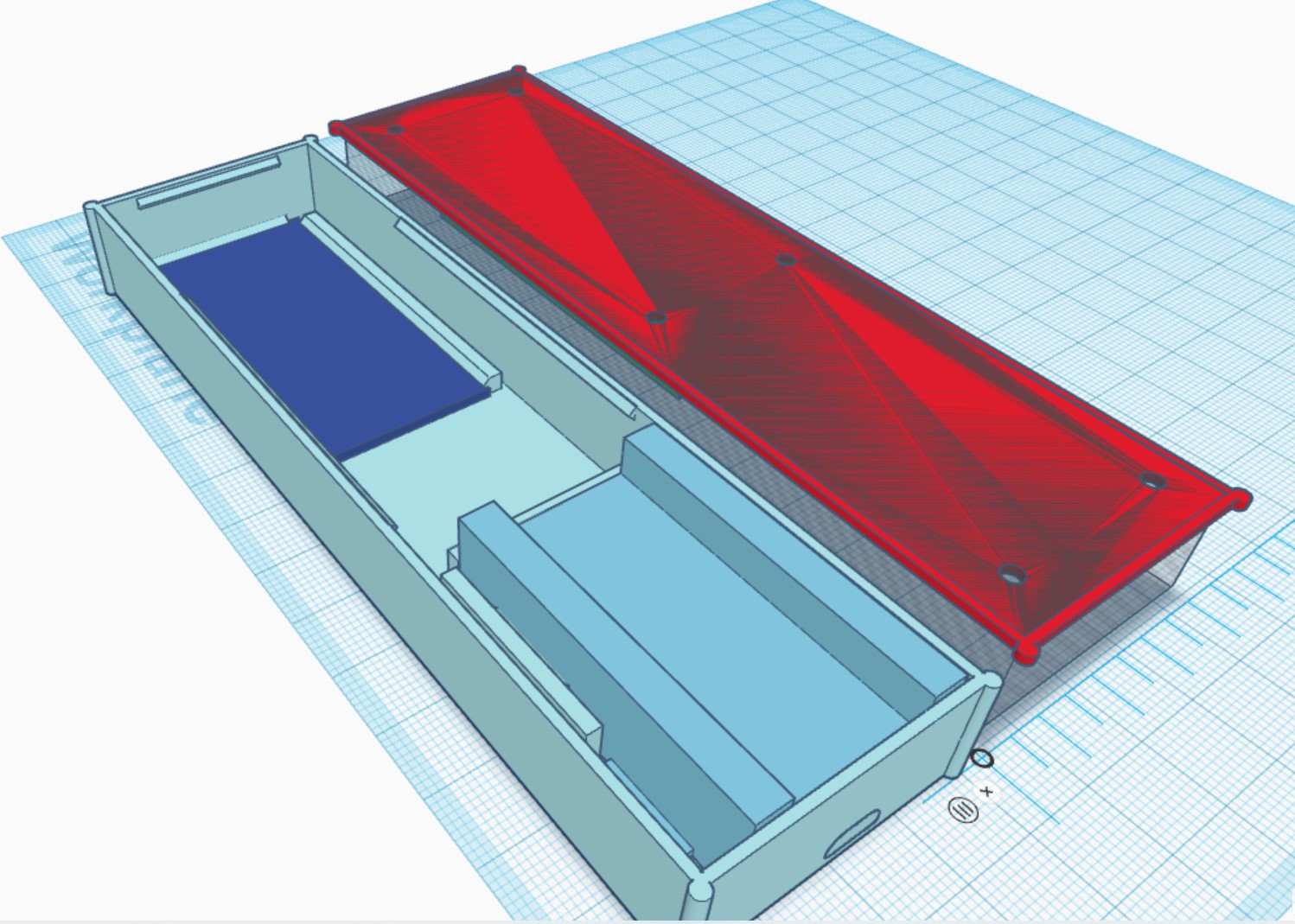 3d case in tinkercad, top-down