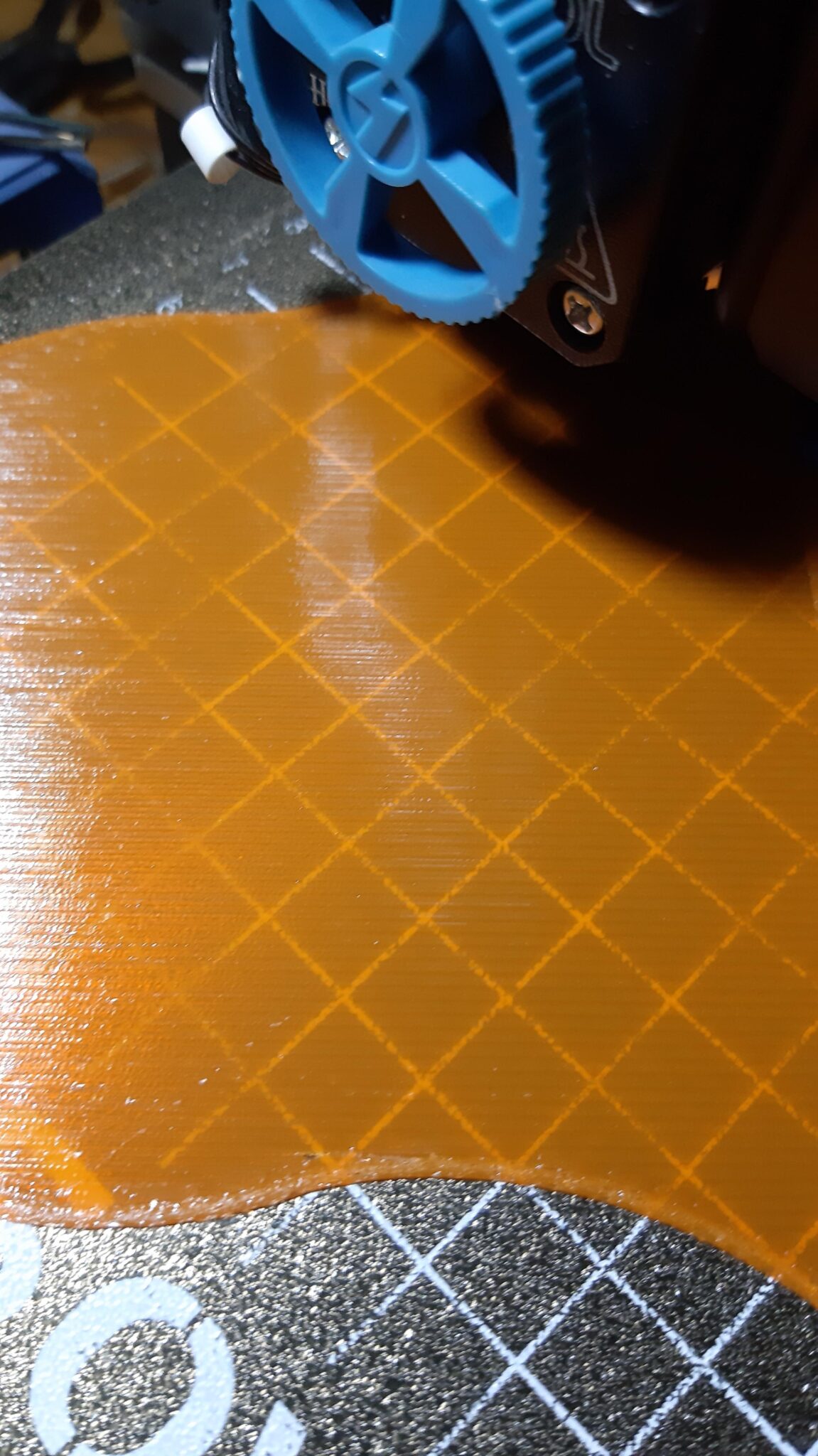 first layer with orange tpu, no gaps visible