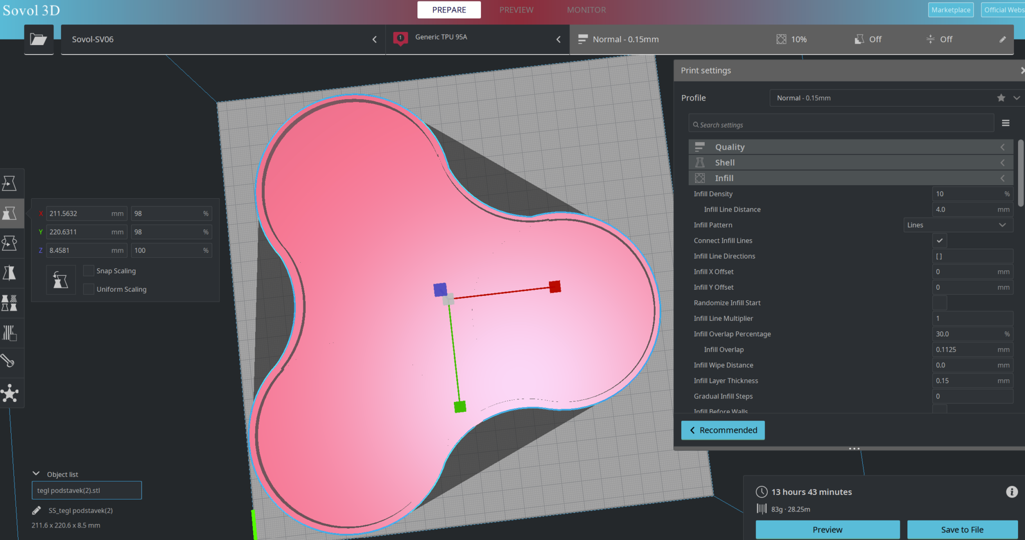 3d model from above in Sovol Cura slicer